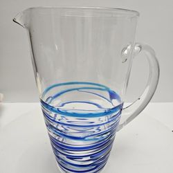 Blue Applicated Swirl Art Glass 