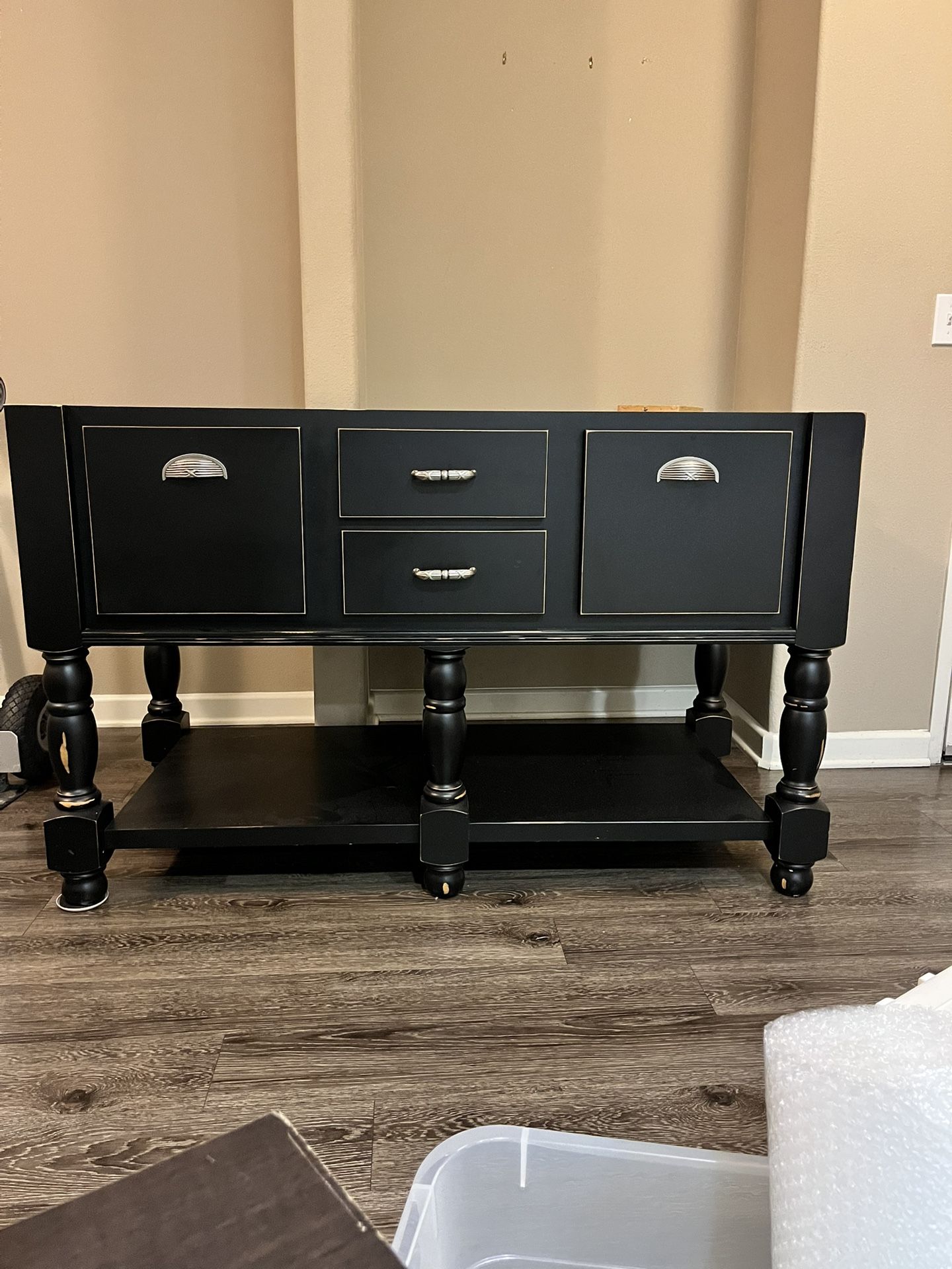 custom table with marble top . kitchen island, dining server, accent table -  