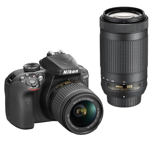 Nikon - D3400 DSLR Camera with AF-P DX 18-55mm G VR and 70-300mm G ED Lenses - Black