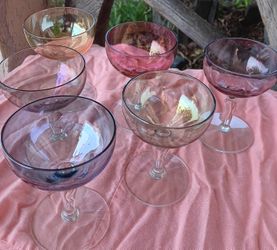 Vintage Dessert/Sweet Liquour Glasses - Warm Rainbow Of Summer Colors