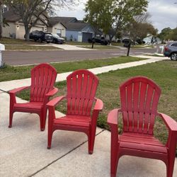 Set of 3 Red Resin Adirondack Chairs – Very Sturdy