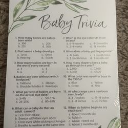 Baby Shower Trivia Game Cards (25)