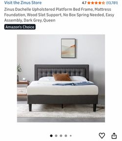 Queen Upholstered Platform Bed Frame – $75