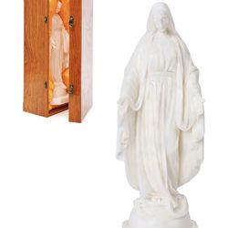 White Marble Virgin Mary  Statue (Hand-Carved) – NEW (Minor Damage Discount)