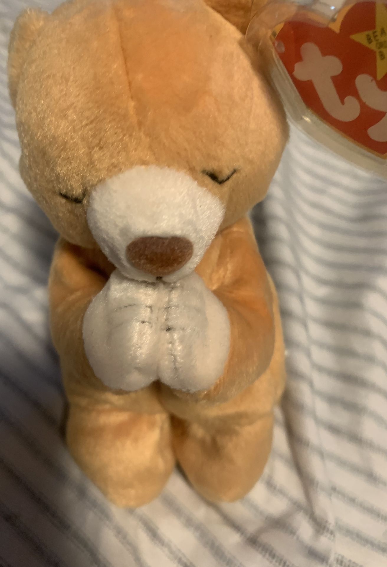Beanie Original Buddy HOPE the Praying Bear. Retired. Rare. Tag errors.