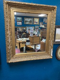 Vintage Gold Ornate Shabby Square Mirror