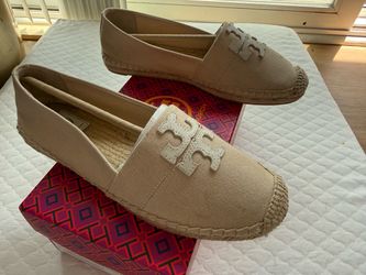 Tory Burch Sz 7.5 Cream Weston Flat Espadrilles Canvas Slip On