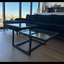 43” Wide Square Modern Coffee Table Black