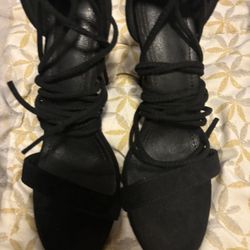Black lace heels