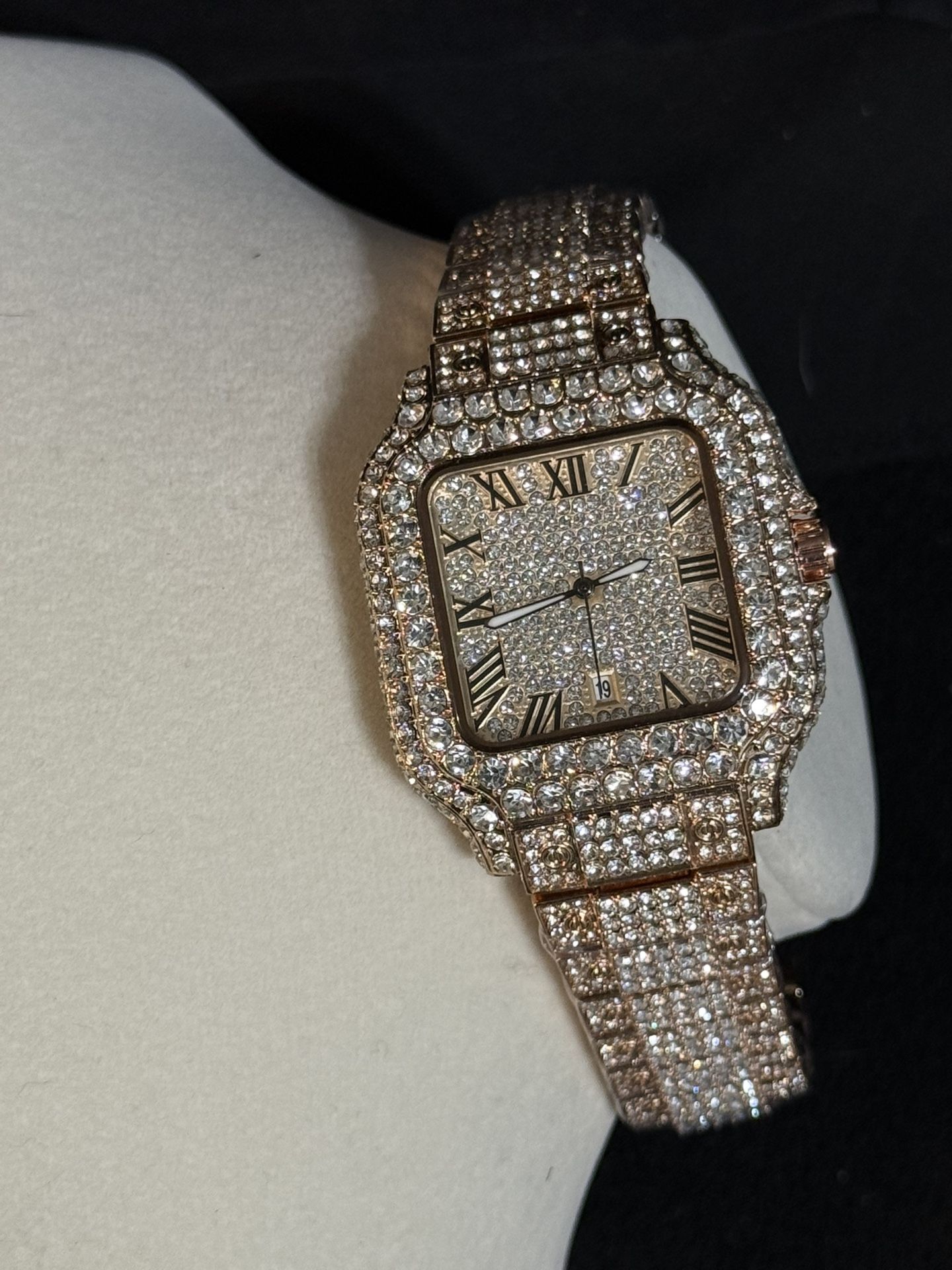 Iced Out Rose gold watch