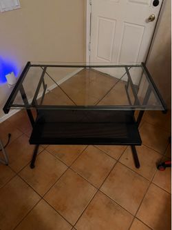 Glass Top Metal Frame Desk