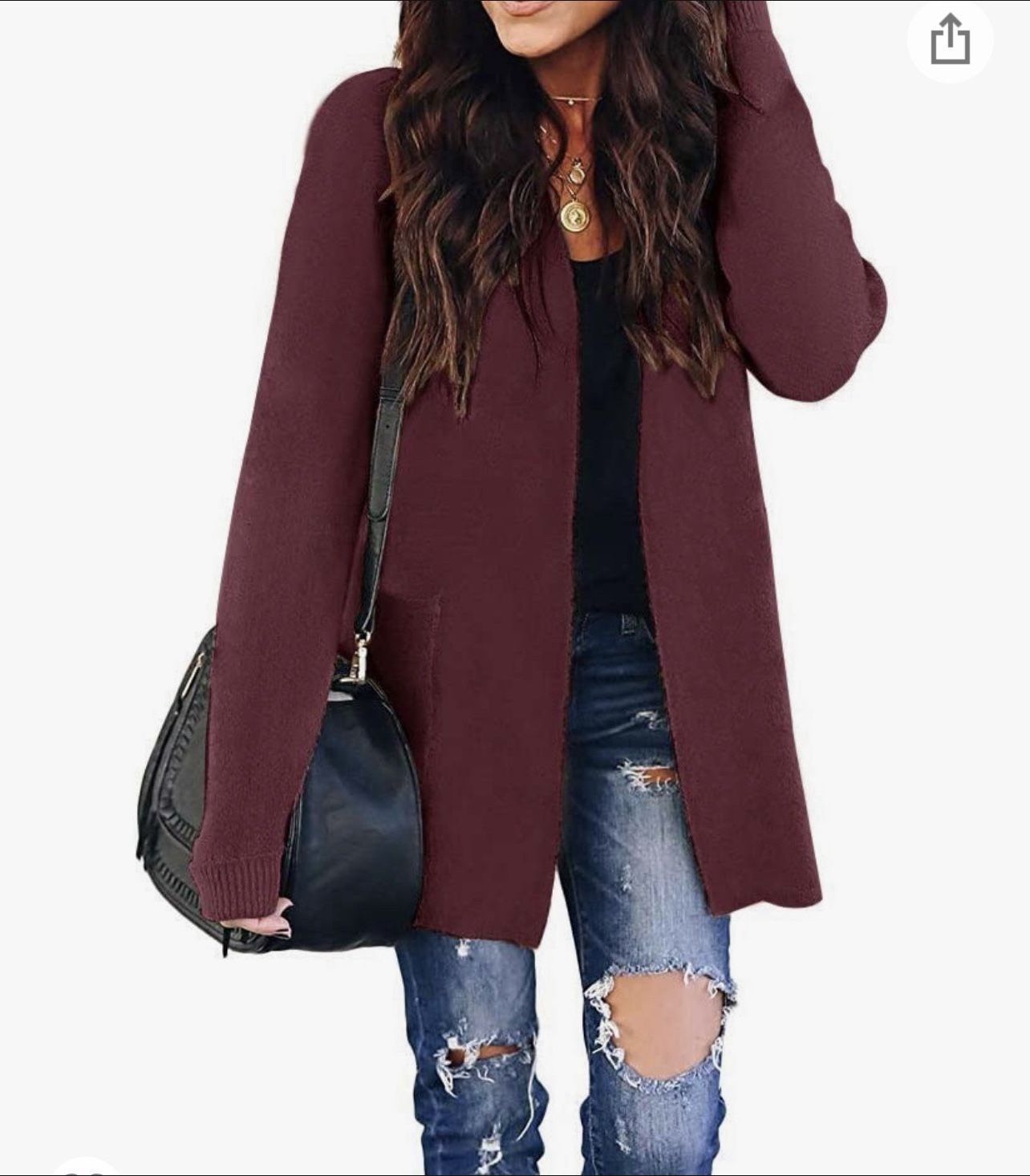 BRAND NEW WITH TAGS Burgundy Cardigan From ZESICA With Pockets & Ribbed Detail - Large