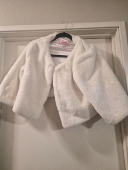 White faux fur cover up