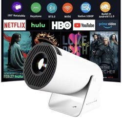 Mini Portable Projector with WiFi 6 and Bluetooth 5.0 Smart Projector 1080P Support Movie Projector 4K Decode Built-in Android 11.0 for Home Theater C