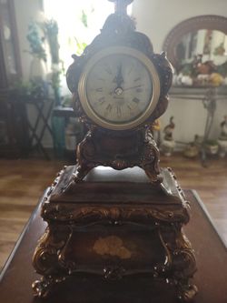 13" Wooden Finish Jewelry Box With Clock Open Box Never Use