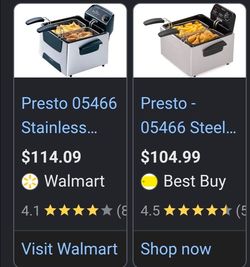 Presto ProFry™ Stainless Steel Dual Basket Deep Fryer (Model 05466)