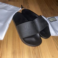 Gucci Logo Rubber Slide Sandal Size 9,5