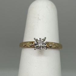 Solitaire Diamond Ring 10k Yellow Gold Sz 5