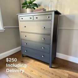Black Solid Wood 6 Drawer Tall Dresser – $250 Free Delivery