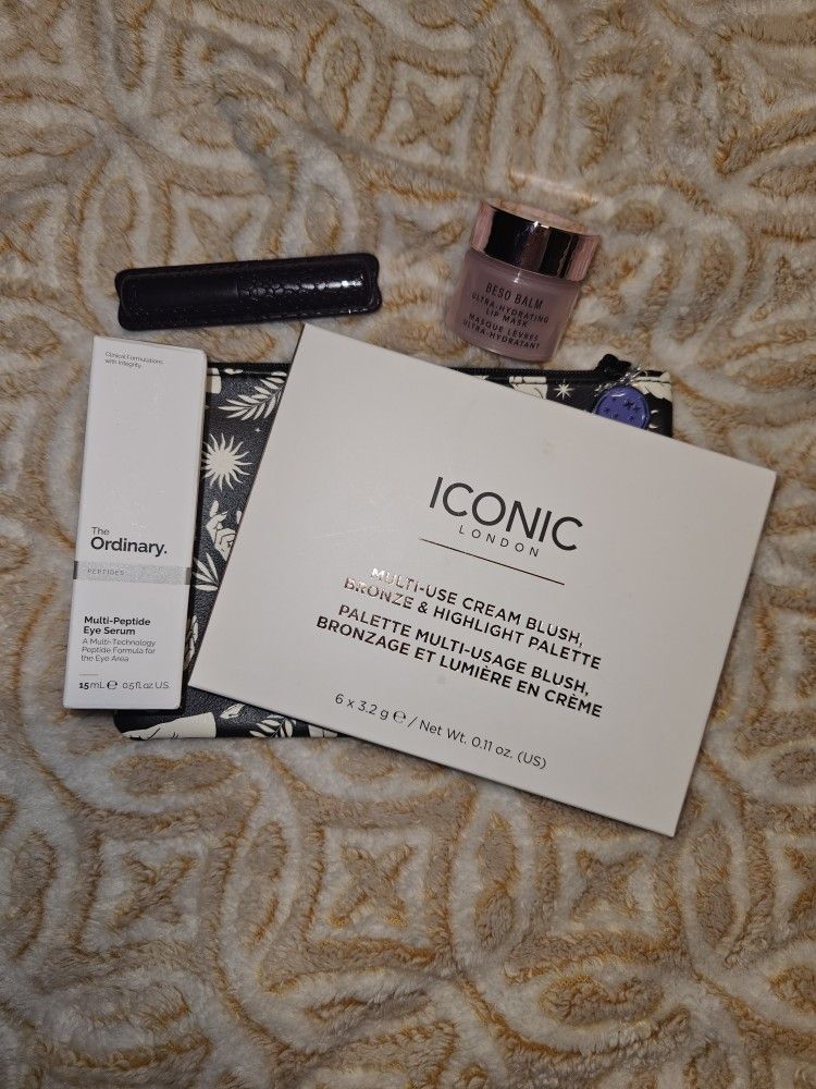 Makeup Lot, Iconic London Multi-use Palette,  The Ordinary Eye Serum,  Beso Balm,  Tarte mascara & Bag
