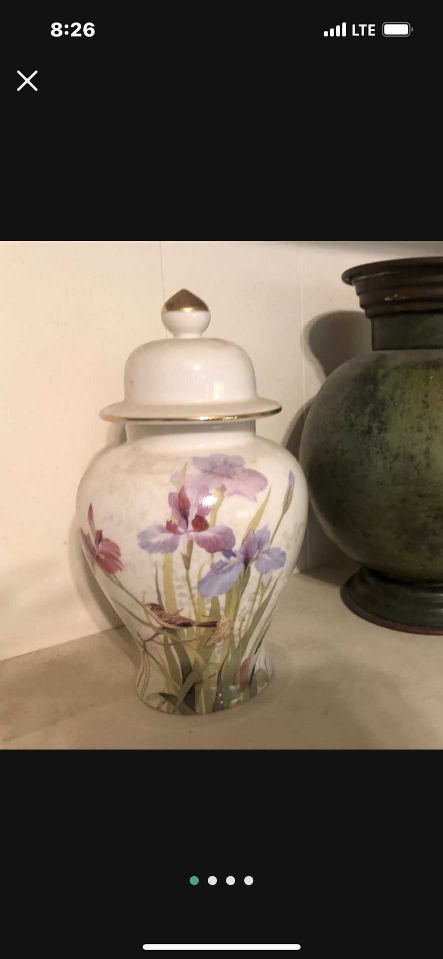 KYOEI Japan Floral Porcelain Vase Jar Urn w/ Lid