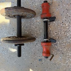 dumbbell and bar
