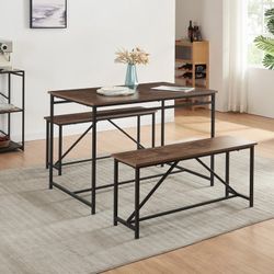 Dining table set with three matching shelves