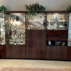 Wall Unit China Cabinet Glass Doors Mirror Back