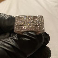 Solid White Gold Ring And Real Diamonds 