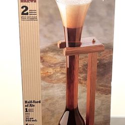 Half Yard of Ale Glass and Wooden Stand