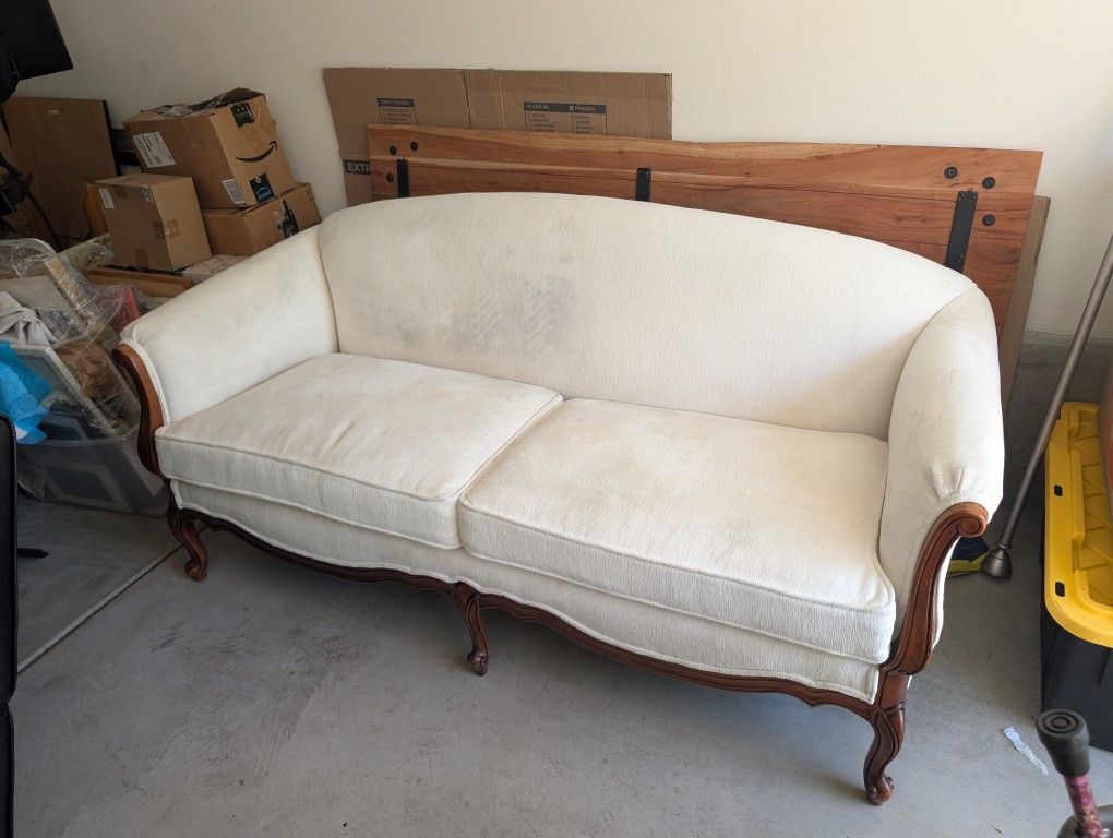Beautiful Vintage Sofa Solid Hand Carved Wood Legs
