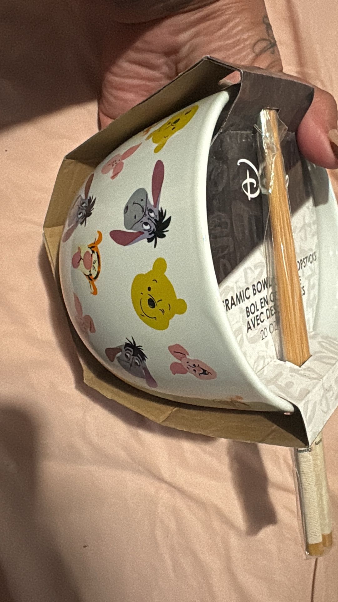 Winnie the Pooh bowl with chopsticks