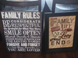 Family Rules, Family Life Home Decor Canvas and Framed Wall Art