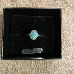 Lab Created Opal Sterling Silver Ring From Australia