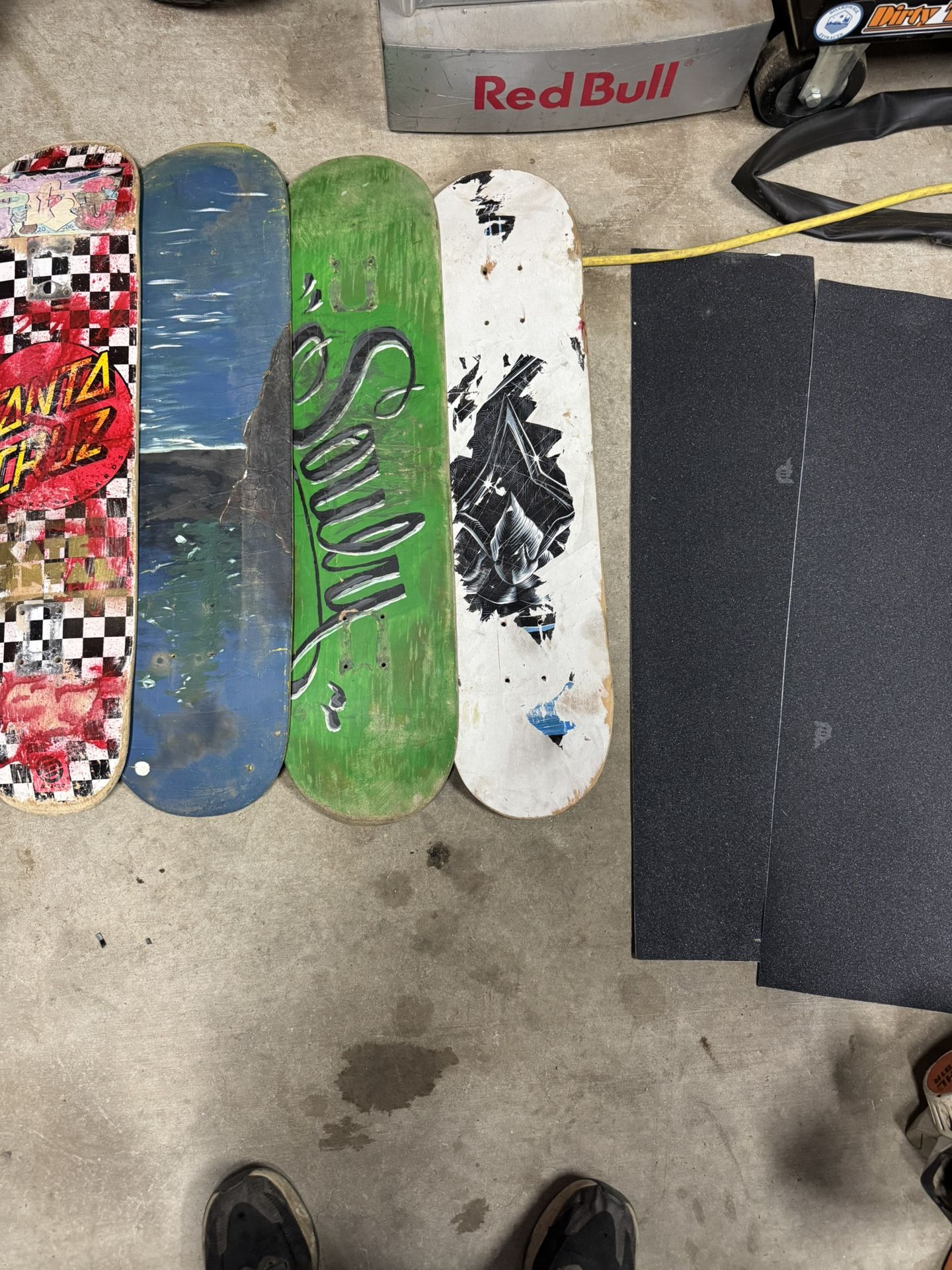 4 Skateboard Decks And 2 Brand New Grip Tapes