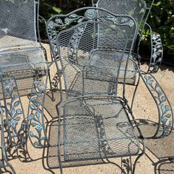 Wrought Iron Stackable Outside Chairs Set Of 6