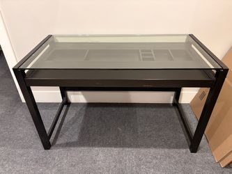 Black Metal Desk with Glass Top