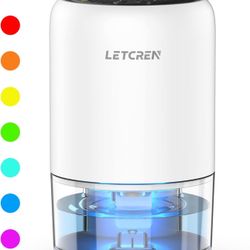 Dehumidifier for Bedroom, LETCREN 35OZ Small Dehumidifiers for Home Up to 280 sq.ft with Auto-Off, Sleep Mode, 7 Colors LED Light, Portable Quiet Dehu