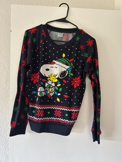 Peanuts Navy Snoopy & Woodstock Holiday Christmas Sweater