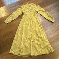 Sezane Mustard Embroidered Dress
