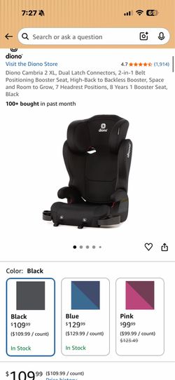 Diono Cambria 2 XL, Dual Latch Connectors, 2-in-1 Belt Positioning Booster Seat