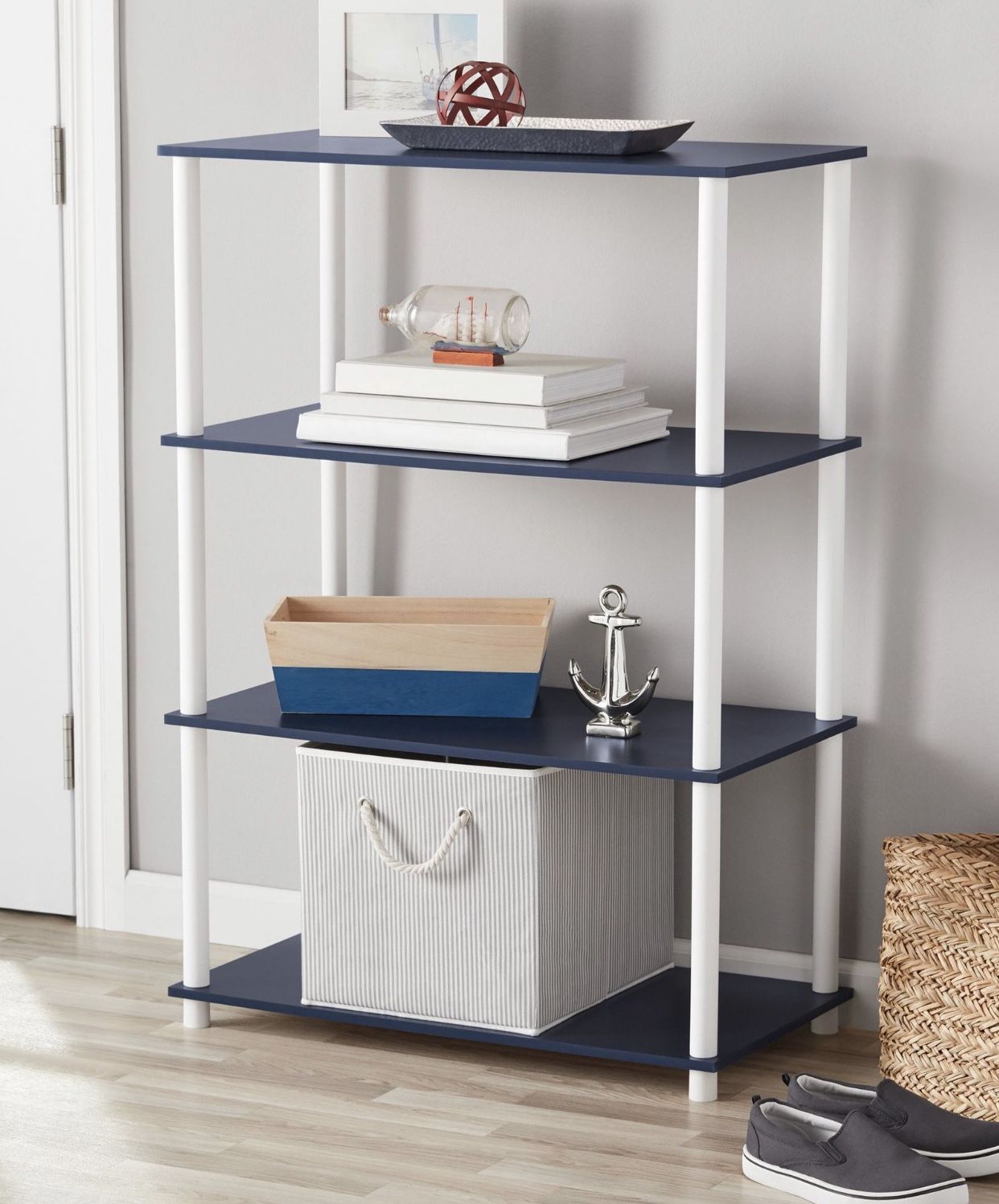 Brand New Contemporary Storage Bookshelf Organizer Display Shelf in Navy Blue