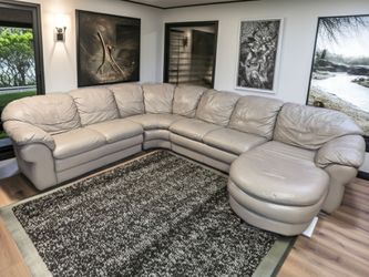 Curved Italian Leather Couch
