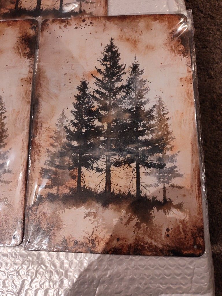 Three Tin Tree Pictures All New $5 Each Or Three For $12