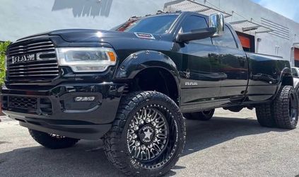 Set 24x12 Front 24x8.5 Rear Dually Plague Tires 37x13.50r24 Rt And 4.5 Liftkit, Ram 3(contact info removed)