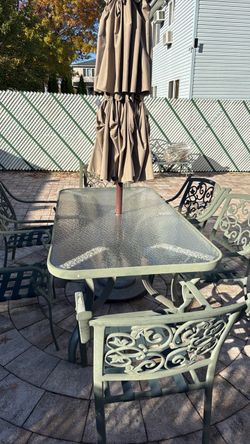 Tempered glass rectangle patio table w/6 chairs