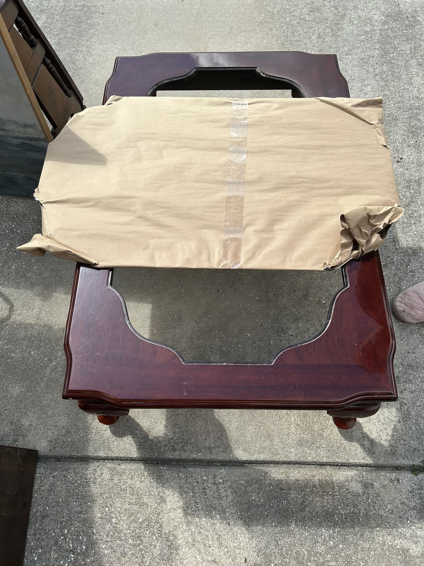 Wooden Coffee Table with Glass