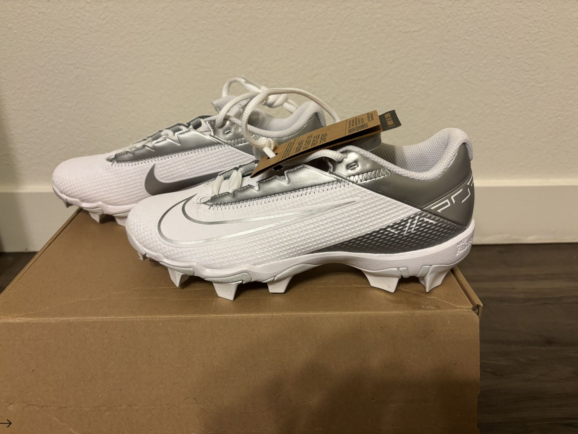 Nike Vapor Edge Shark Cleats Men's White/Metallic Silver – New