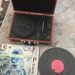 Two Red Hot Chili Peppers Vinyls + Record Player