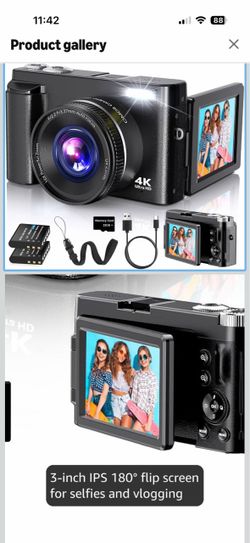 Brand new 4K Digital Camera for Photography Autofocus, 2026 Latest 48MP Vlogging Camera for YouTube with SD Card, 2 Batteries, 3" 180°Flip Screen Comp